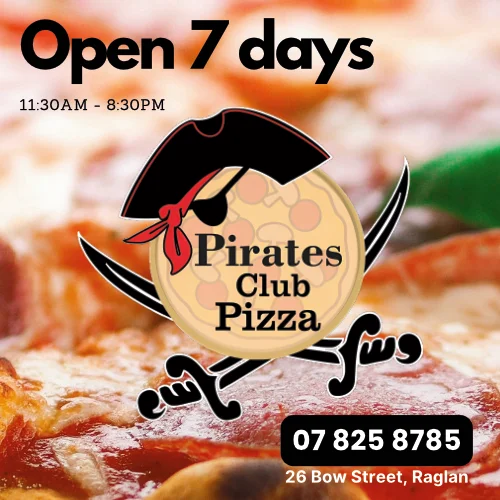 Pirates Club Pizza, Raglan 2024